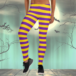 Paarse & Gele Gestreepte Kostuum Leggings