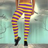 Paarse & Gele Gestreepte Kostuum Leggings