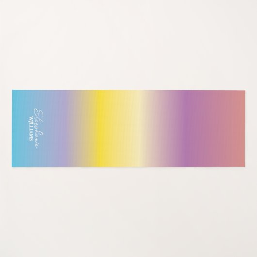 Paarse-gele Gradient Yoga Mat met Aangepaste Naam (Voorkant (horizontaal))
