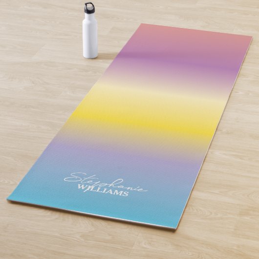 Paarse-gele Gradient Yoga Mat met Aangepaste Naam (In situ)
