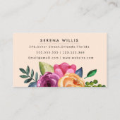 Paarse Gele Groene Bloemen Visitekaartje (Achterkant)