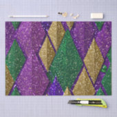 Paarse Gele Groene Mardi Gras Glitterpatroon Tissuepapier (Craft)