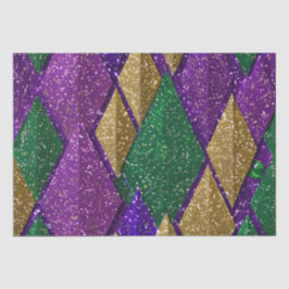 Paarse Gele Groene Mardi Gras Glitterpatroon Tissuepapier
