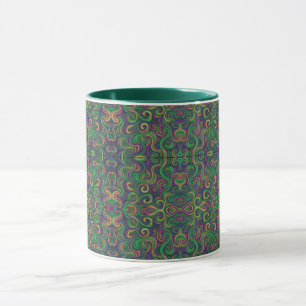 Paarse gele groene Mardi Gras wervelingen abstract Mok