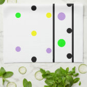 Paarse gele groene zwarte pooldots theedoek (Gevouwen)