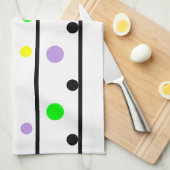 Paarse gele groene zwarte pooldots theedoek (Quarter Fold)