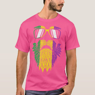 Paarse Gele Hipster Beard Mardi Gras Carni T-shirt