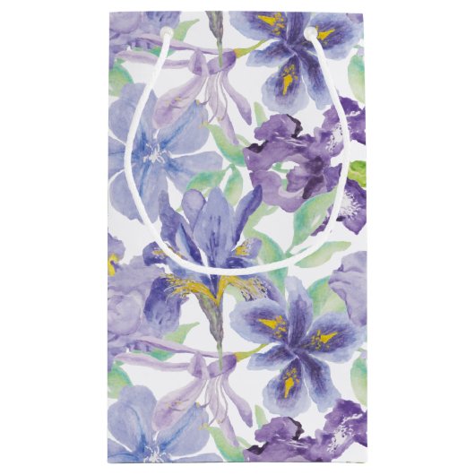 Paarse Gele Iris Bloemenaquarel  Klein Cadeauzakje (Achterkant)