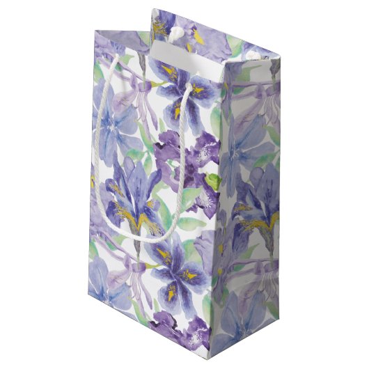 Paarse Gele Iris Bloemenaquarel  Klein Cadeauzakje (Achterkant Gekanteld)