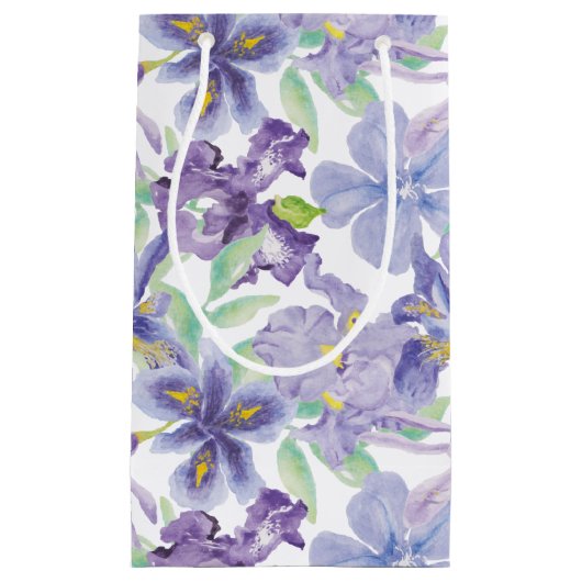 Paarse Gele Iris Bloemenaquarel  Klein Cadeauzakje (Voorkant)