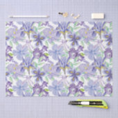 Paarse Gele Iris Bloemenaquarel Tissuepapier (Craft)