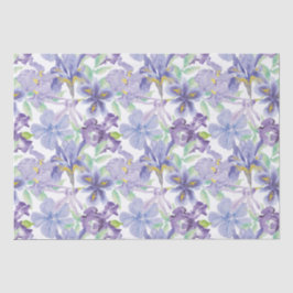 Paarse Gele Iris Bloemenaquarel  Tissuepapier