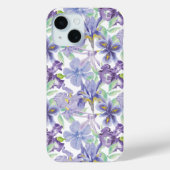 Paarse gele iris bloemenbloemen Waterverf Case-Mate iPhone Case (Achterkant)