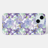 Paarse gele iris bloemenbloemen Waterverf Case-Mate iPhone Case (Achterkant (horizontaal))
