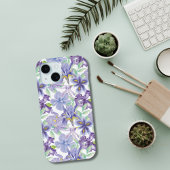 Paarse gele iris bloemenbloemen Waterverf Case-Mate iPhone Case