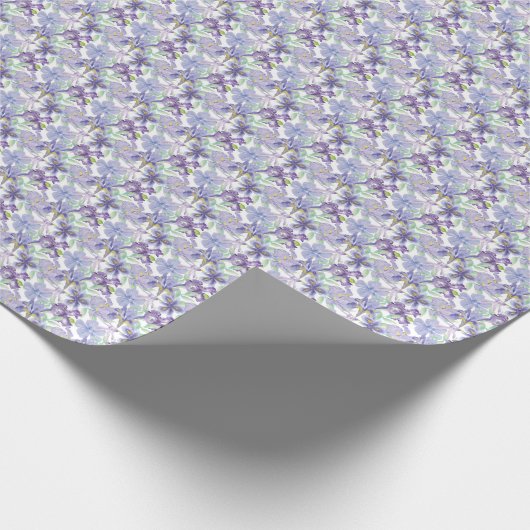 Paarse Gele Iris Bloemige Waterverf Cadeaupapier (Hoek)