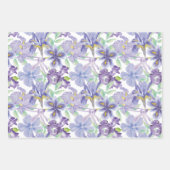 Paarse Gele Iris Floral Waterverf Inpakpapier Vel (Voorkant)