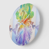 Paarse Gele Iris Flowers Floral Art Wall Clock Grote Klok (Hoek)