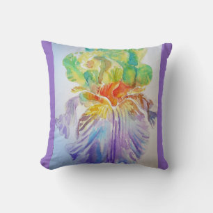 Paarse gele Iris Irises Floral Flowers Cushion Kussen