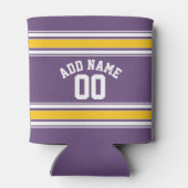 Paarse gele Jersey Stripes Aangepast naamnummer Blikjeskoeler (Achterkant)
