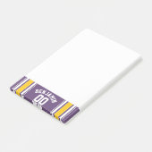 Paarse gele Jersey Stripes Aangepast naamnummer Post-it® Notes (Schuin)