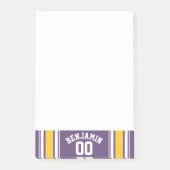 Paarse gele Jersey Stripes Aangepast naamnummer Post-it® Notes (Voorkant)