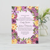 Paarse gele juwelen met een Floral Iridescent Wedd Kaart (Staand voorkant)