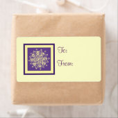Paarse gele kerstcadeauetiketten voor Labels (Insitu)