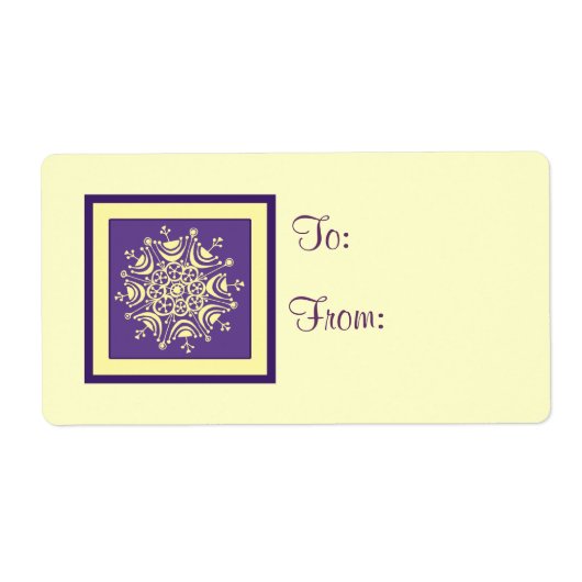 Paarse gele kerstcadeauetiketten voor Labels (Voorkant)