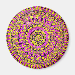 Paarse Gele Kleur Hand Getekende Mandala Magneet