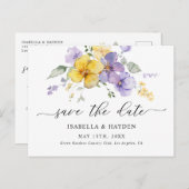 Paarse gele lavendel Lila bloemen opslaan de datum Aankondigingskaart (Voorkant / Achterkant)