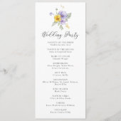 Paarse gele lavendel Lila bloemenrustieke bruiloft Programmakaart (Achterkant)