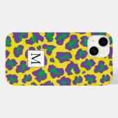 Paarse, gele luipaard dierenprint en monogram Case-Mate iPhone case (Achterkant (horizontaal))