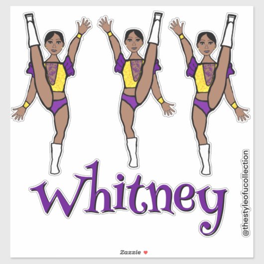 Paarse Gele Majorette Danser #2 Sticker (Vel)