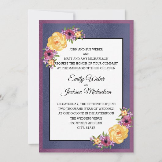 Paarse gele marineblauw juweel met tong kaart (Voorkant)