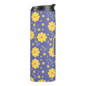 Paarse Gele Monogram Girly Elegant Floral Modern Thermosbeker (Gedraaid links)