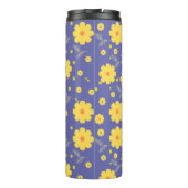 Paarse Gele Monogram Girly Elegant Floral Modern Thermosbeker (Achterkant)