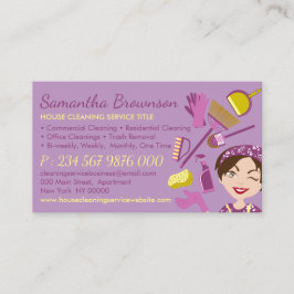 Paarse Gele Note Side Janitorial Lady Cleaning Visitekaartje