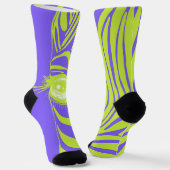 Paarse Gele Ongematchte Zebra Soks Sokken (Gebogen)