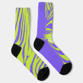 Paarse Gele Ongematchte Zebra Soks Sokken (Rechts)