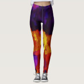 Paarse Gele Oranje Verf Splatter Leggings (Voorkant)
