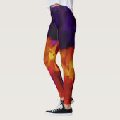 Paarse Gele Oranje Verf Splatter Leggings (Links)