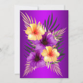 Paarse Gele Palmen Hibiscus Birthday Party Kaart (Achterkant)