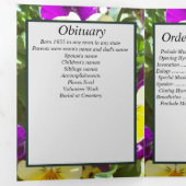 Paarse gele pansies patch vijf foto gedenkteken drieluik aankondiging (Binnenzijde eerst)