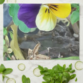 Paarse & Gele Pansy Theedoek (Gevouwen)