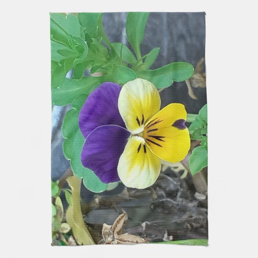 Paarse & Gele Pansy Theedoek (Verticaal)