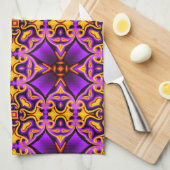 Paarse Gele Patroon Keuken Handdoek (Quarter Fold)