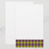 Paarse & Gele Plaid Briefpapier (Voorkant / Achterkant)