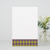Paarse & Gele Plaid Briefpapier (Staand voorkant)