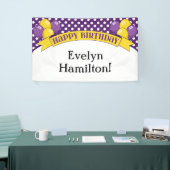Paarse gele poka Dot ballon Birthday Banner (Beurs)